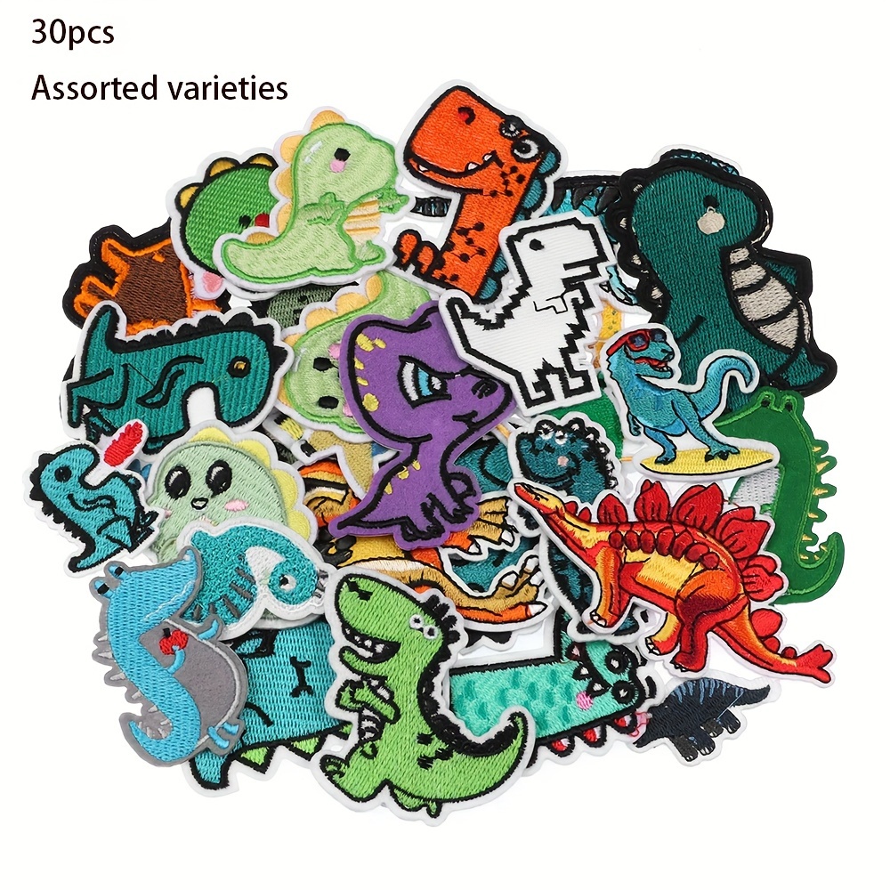 Ywli 30pcs/bag Rex, , , Triceratops, And Other Dinosaur Patch Fabric Stickers
