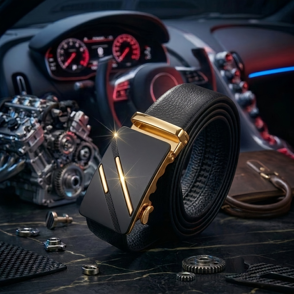 Men's High-Quality Split Leather Belt, Adjustable Length