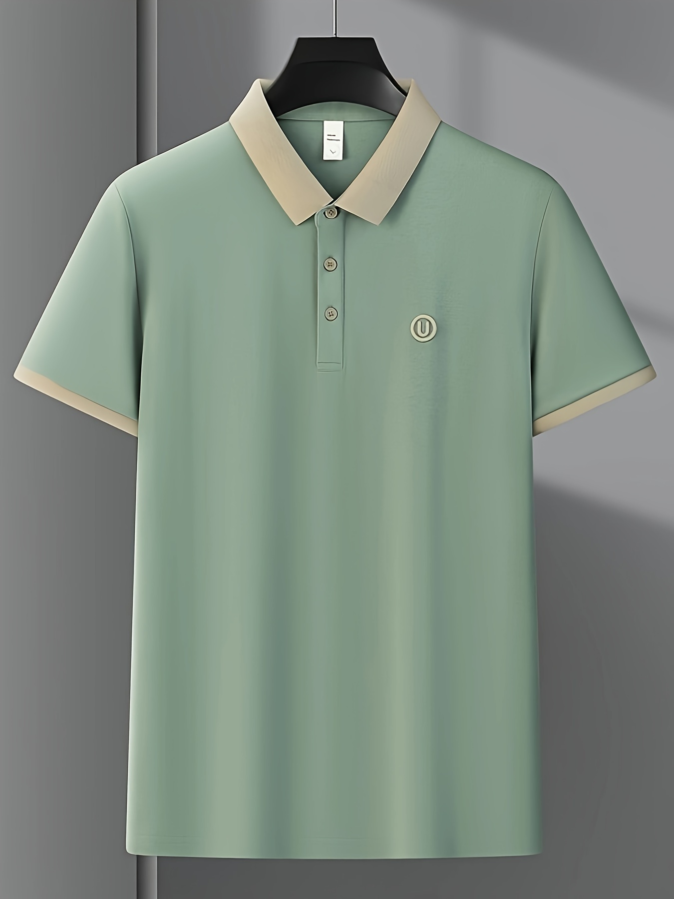 Heren golfshirt met geborduurd ontwerp, casual licht stretch golfshirt met knopen, herenkleding voor zomer buiten 2