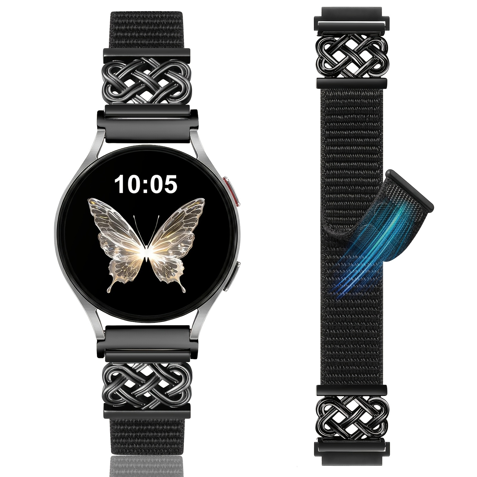 Braided Band Compatible With Galaxy Watch 7 6 5 4 Fe Band 40mm 44mm/5 Pro/watch 4&6 Classic/active 2/watch3 41mm, 20mm Soft Nylon Stretch Strap With Dressy Celtic Designer