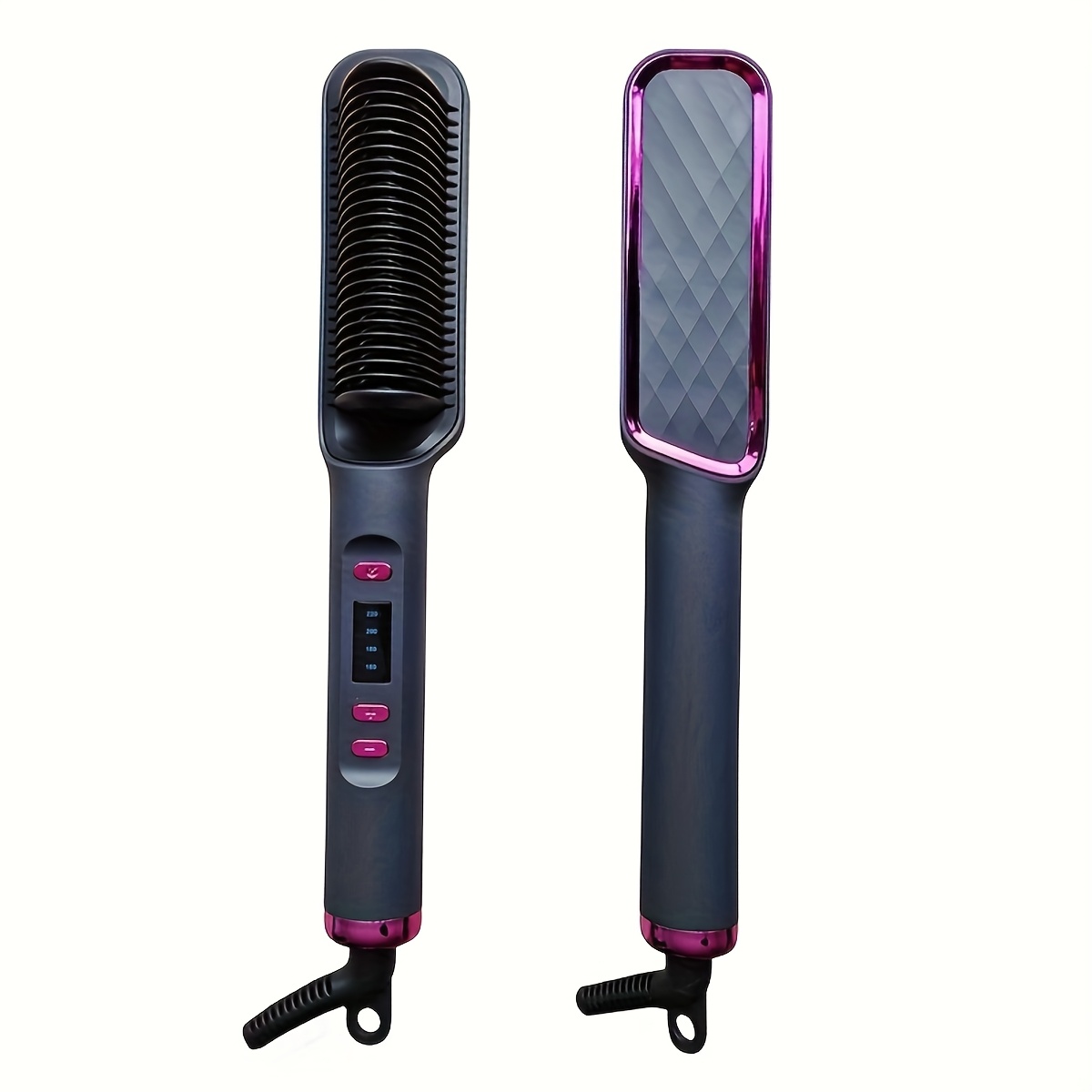 TEMU [ ] Professional Hair Straightening Brush, Fast Heating Ceramic With & Shutoff, Anti-scald, 110v With Led Screen, 30 Temperature Settings, Ideal For Home, Travel & Salon Use, Hair Brush