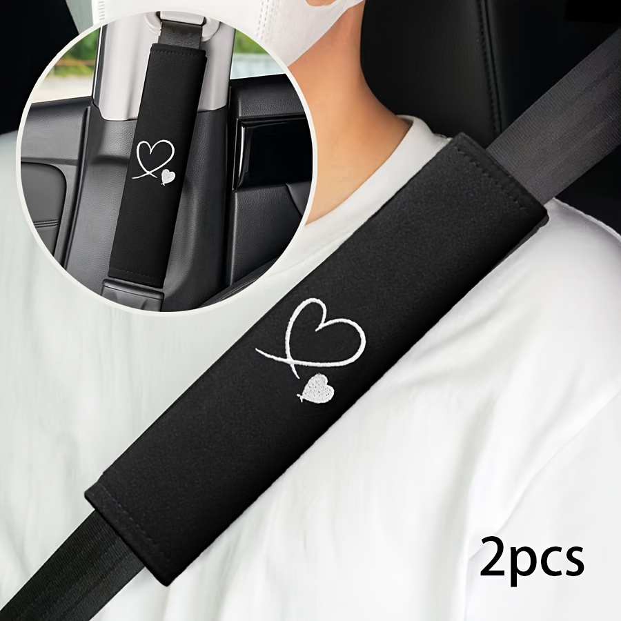 2pcs car seat belt pads 2pcs   car seat belt shoulder pads with embroidered     for     fit black automotive interior accessories breathable fabric sleek style cooling material seat belt   mini belt cover   pads extra long seat belt cover seatbelt shoulder straps car seatbelt cover cute vehicle interior upgrade seatbelt protection   accessories durable fabric   stitching Product details 0