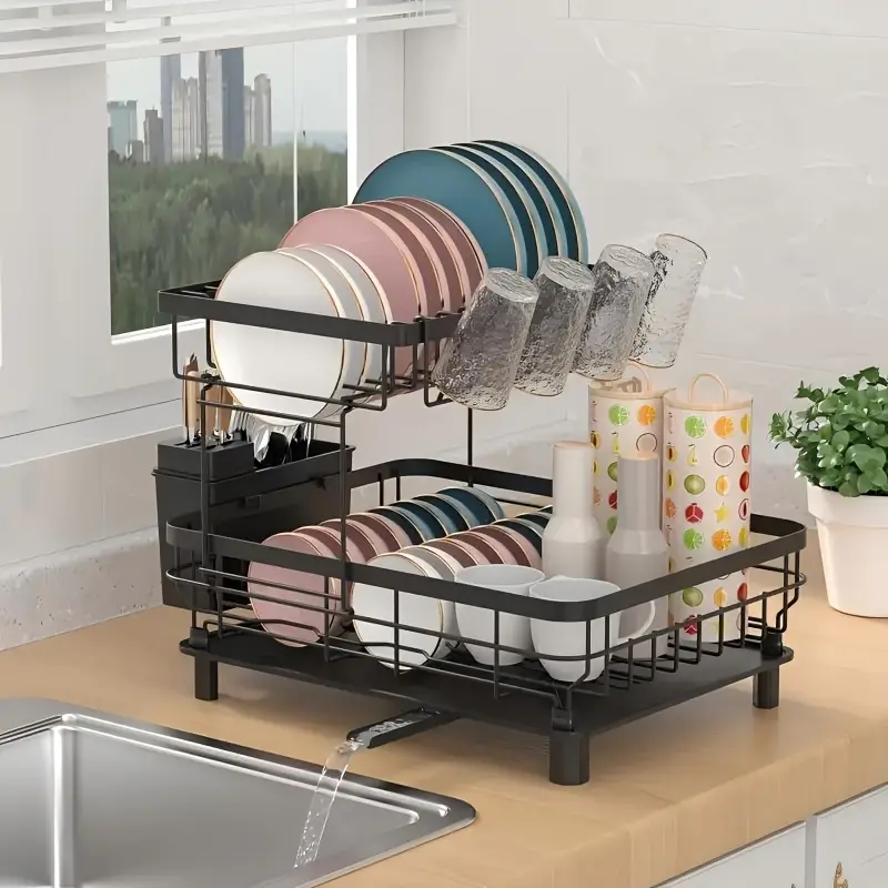 storage rack dishes bowls and plates drain rack household multi functional chopping board cover chopsticks and spoon box cabinet for placing bowls kitchen rack storage rack bowl and plate rack Product details 0