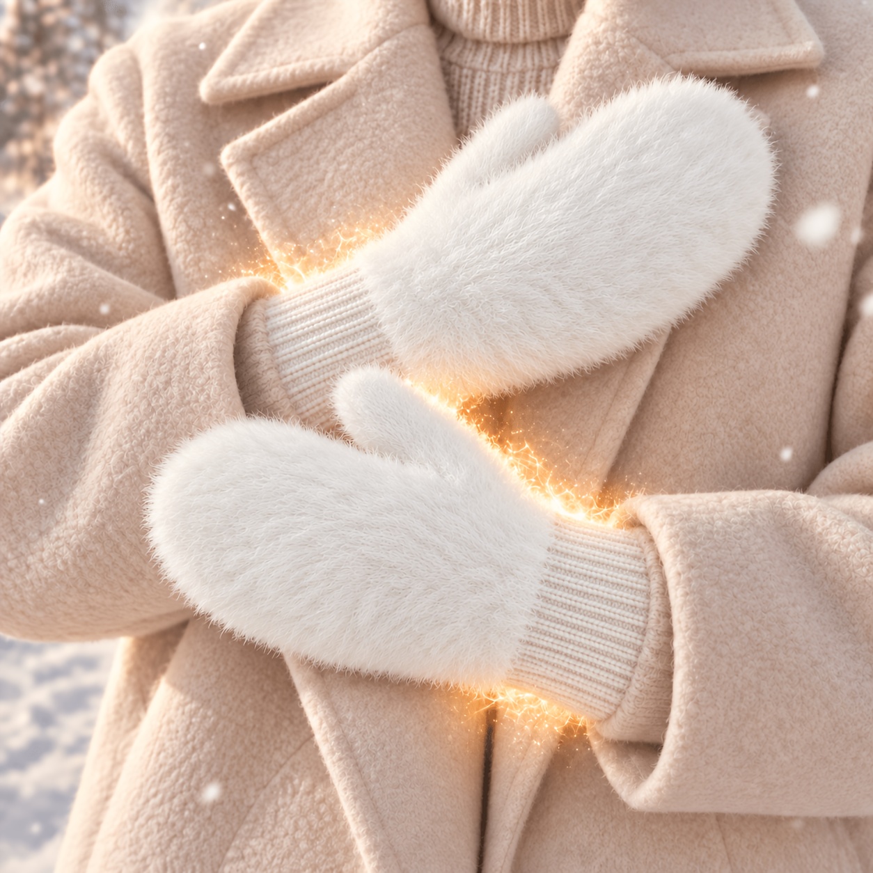 TEMU Winter Fuzzy Mittens For Women - Soft Fluffy Gloves, Warm Plush Cold Weather Mitten With Ribbed Cuff, /pink Fashion Hand Warmer For Outdoor