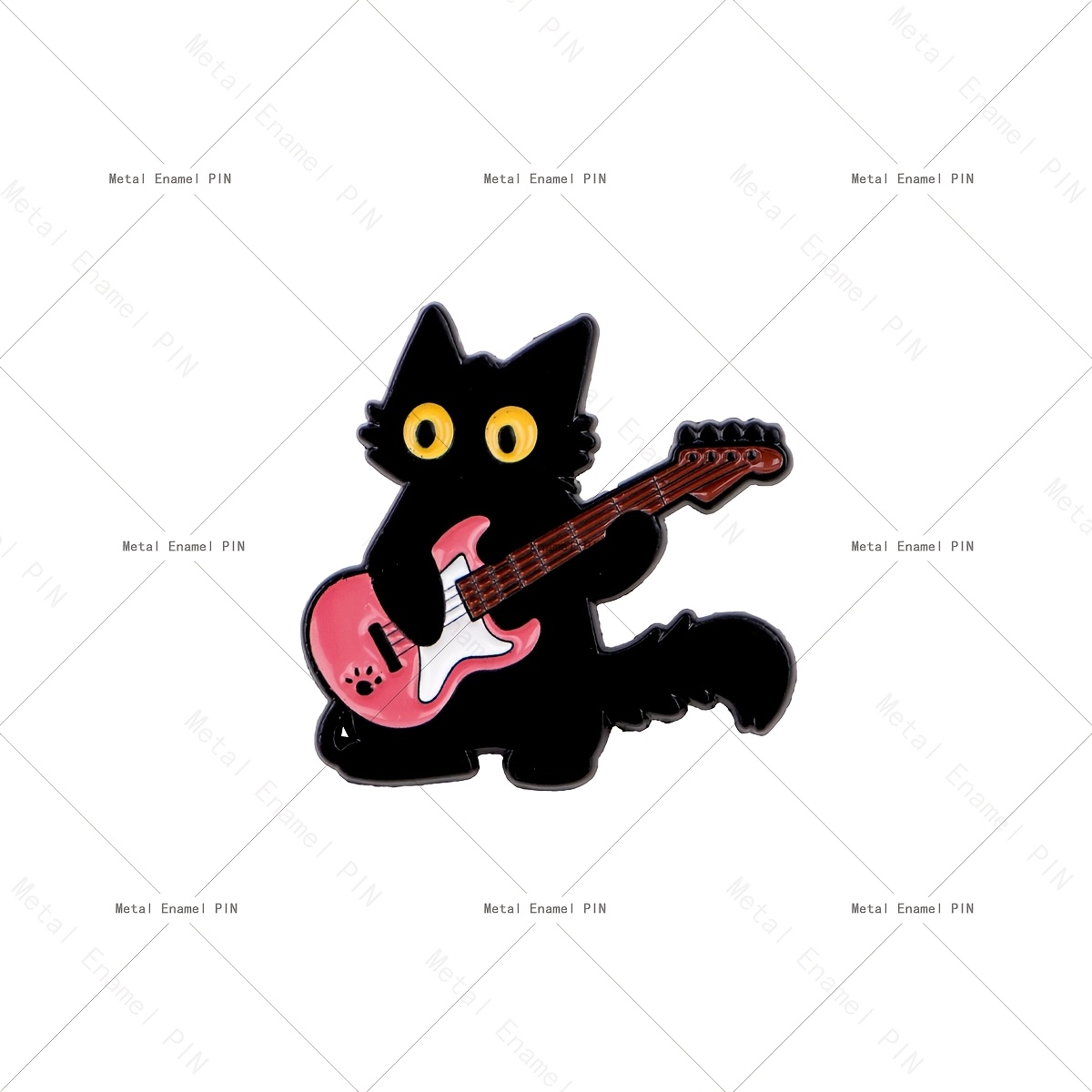TEMU 1pc Of Black Guitar Lapel Pins, Cartoon-style Badges For Briefcases, Gifts, Brooches, And Backpack Additions, Perfect For Cute Jewelry Items