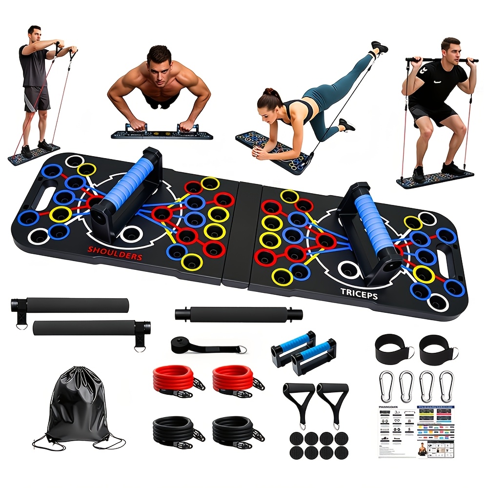 Image of 16-hole & 54-hole Push-up Board Fitness Combo Set, Home Fitness Exercise, Leg Squat Board, Push-up Stand For Chest, Abdominal And Dorsi Muscles
