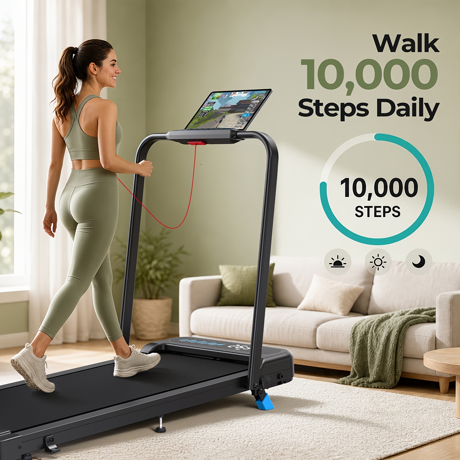 Foldable Treadmill with Incline, 2in1 Compact Walking Pad