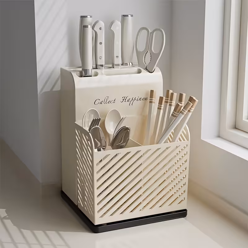 1 combination knife block knife fork chopstick cage storage rack easy to tableware storage box home kitchen knife storage Product details 1