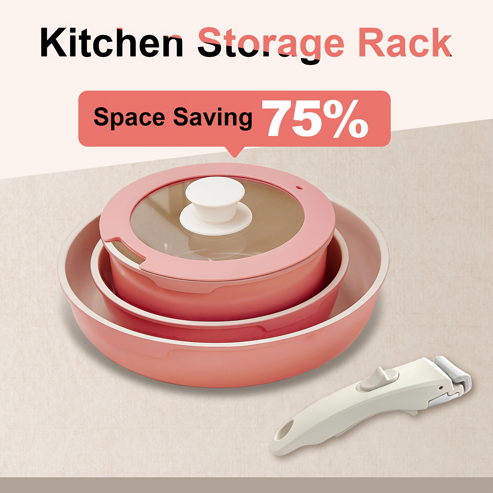 TEMU 5pcs Iktu Aluminum Cookware Set, Cookware Set Detachable Handle, Easy To Clean And Store Cookware Set, Perfect For Induction, Gas, And All