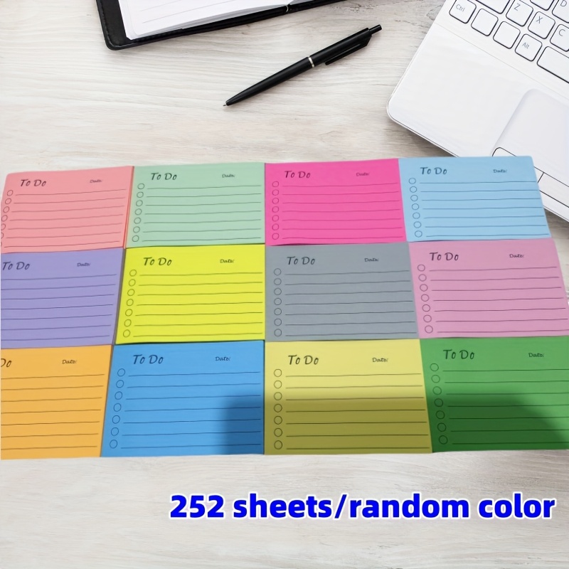 252 Sheets/random Colors, 12 Colors, Notes, Lined Notes, For Daily Planning, Random 6 Books