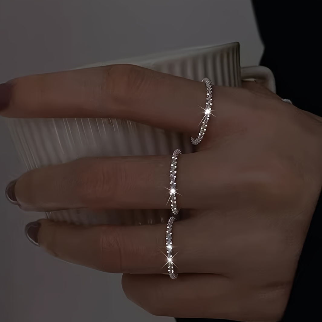 3pc Stackable Bling Chain Ring Set for Women