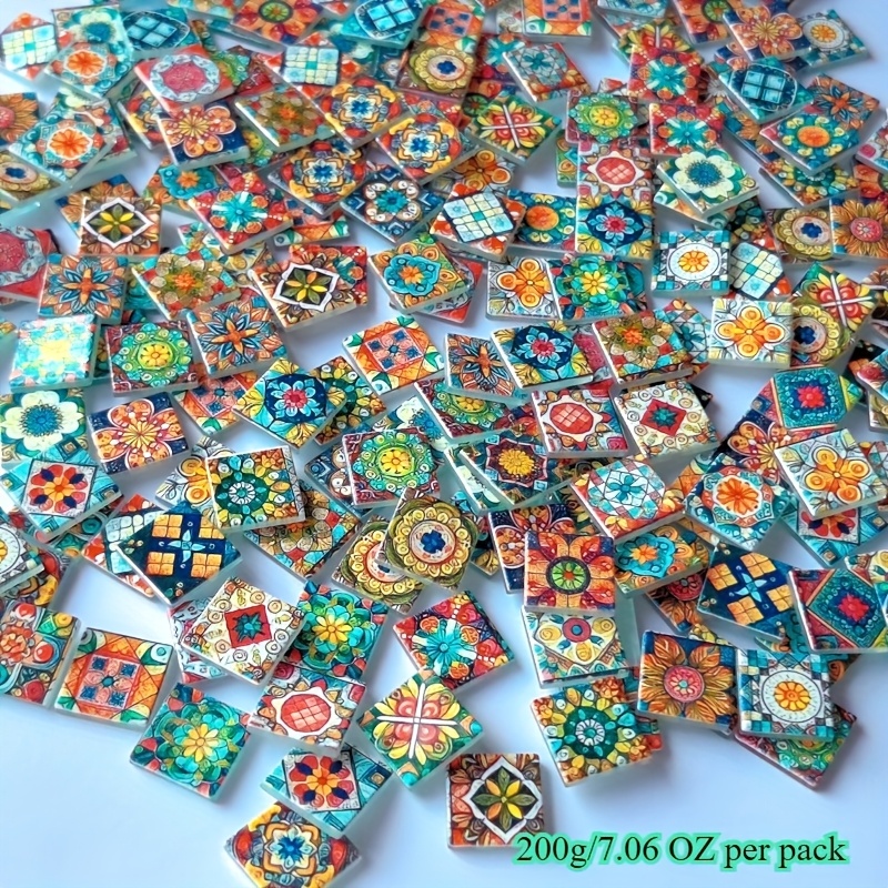 E-shop 100/200 Packung, verschiedenfarbige DIY-Mosaik-Schmelzglas-Dekorstücke, ideal für DIY-Projekte, Wohnzimmer, Küchen, Badezimmer, kreative