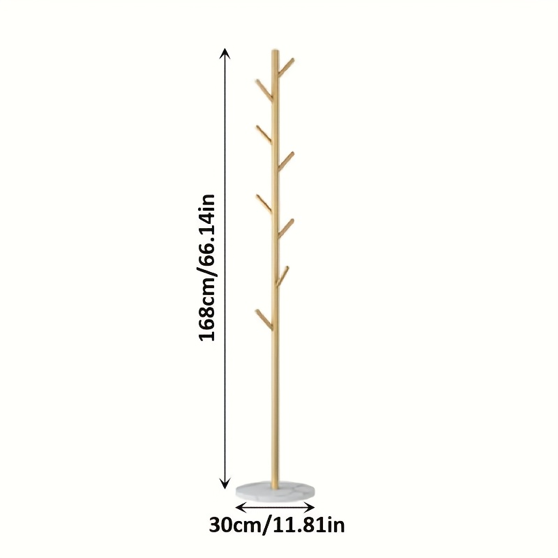 Tree Branch-shaped Metal Coat Rack, Marble Base, Height 170cm, 9 Hooks For Hanging And 3 Storage Shelves, Suitable For Storing Bags, Clothes, Hats, And Shoes, 1 Serves Of 3