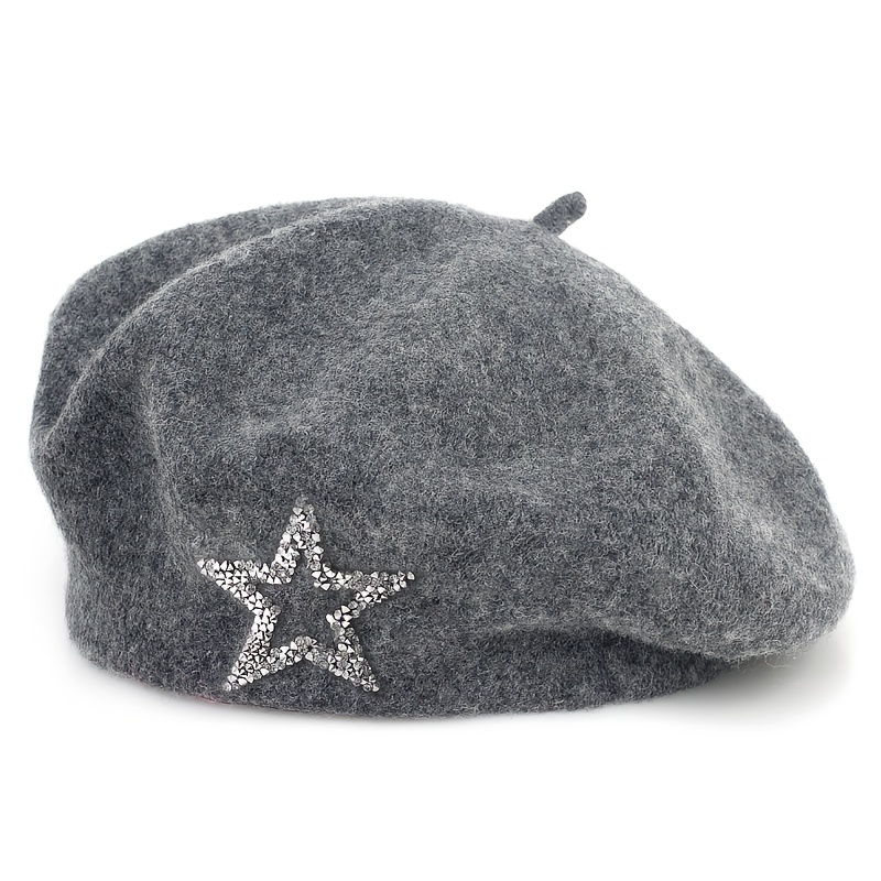 TEMU 1 pièce Nouveau Bonnet en Laine pour Femme, Étoile à Branches, Couleur Unie, Automne/Hiver, Plusieurs Couleurs Disponibles
