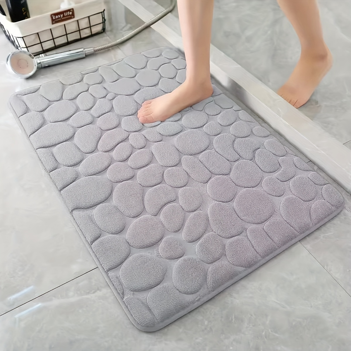 

-dry Bathroom Mat - Washable, Pvc Backing, Rectangular Rug For &