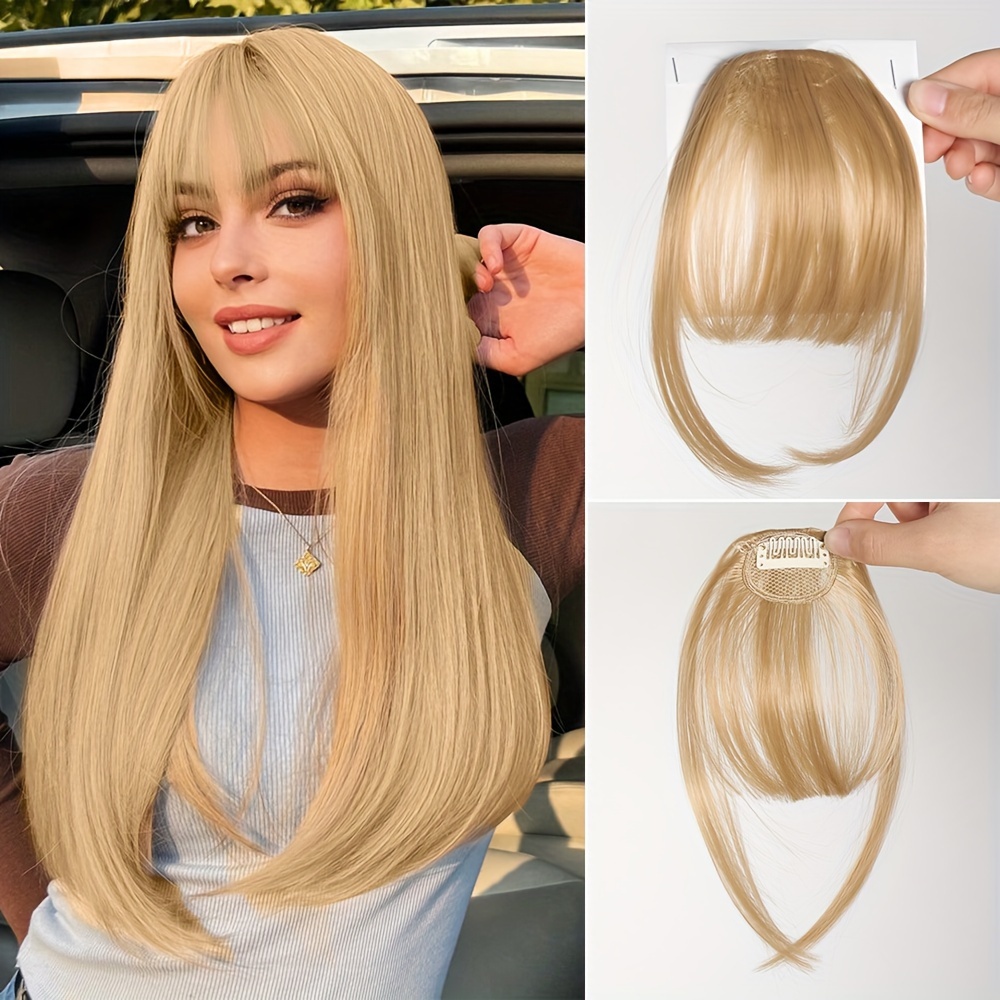womens synthetic straight hair clip in air bangs light invisible hairpiece with   heat resistant wig accessory   and suitable for   collection details 6
