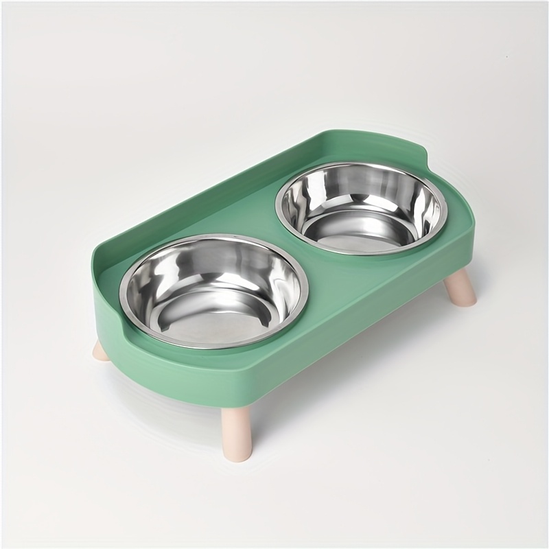 2-in-1 Cat Feeder & Water Dispenser - Stainless Steel Non-slip Dual Bowl, Easy- Food & Water Dispenser With Cute , Multiple Colors For Diet, Cat Feeder And Water Dispenser, Design, Durable Plastic