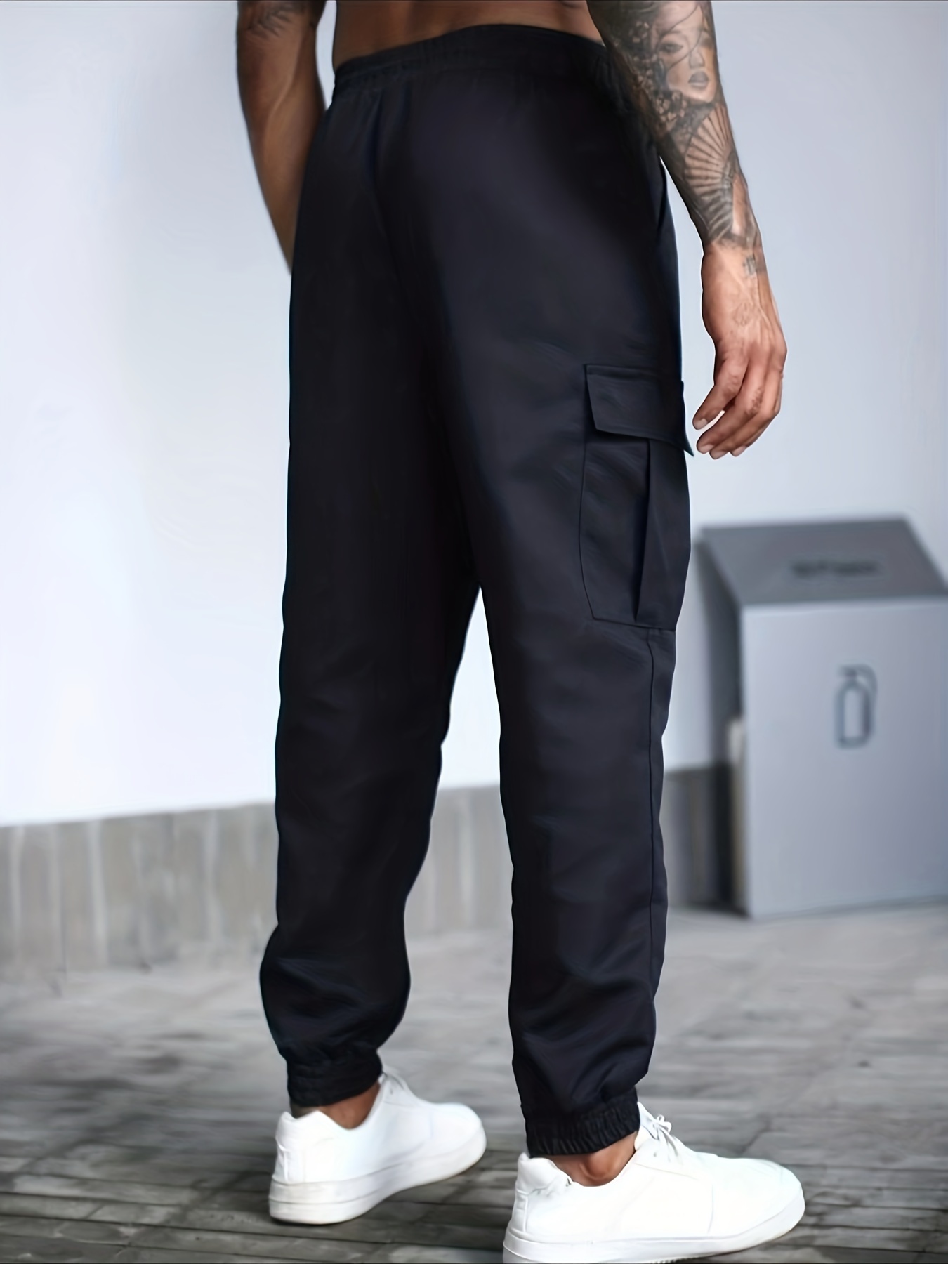 HUIPYOU Pantalon Cargo Homme Pantalons Jogging De Travail Sport Survêtement Avec Poches Fonctionnelles Pants Coupe Décontractée Cordon De Serrage Grande Taille