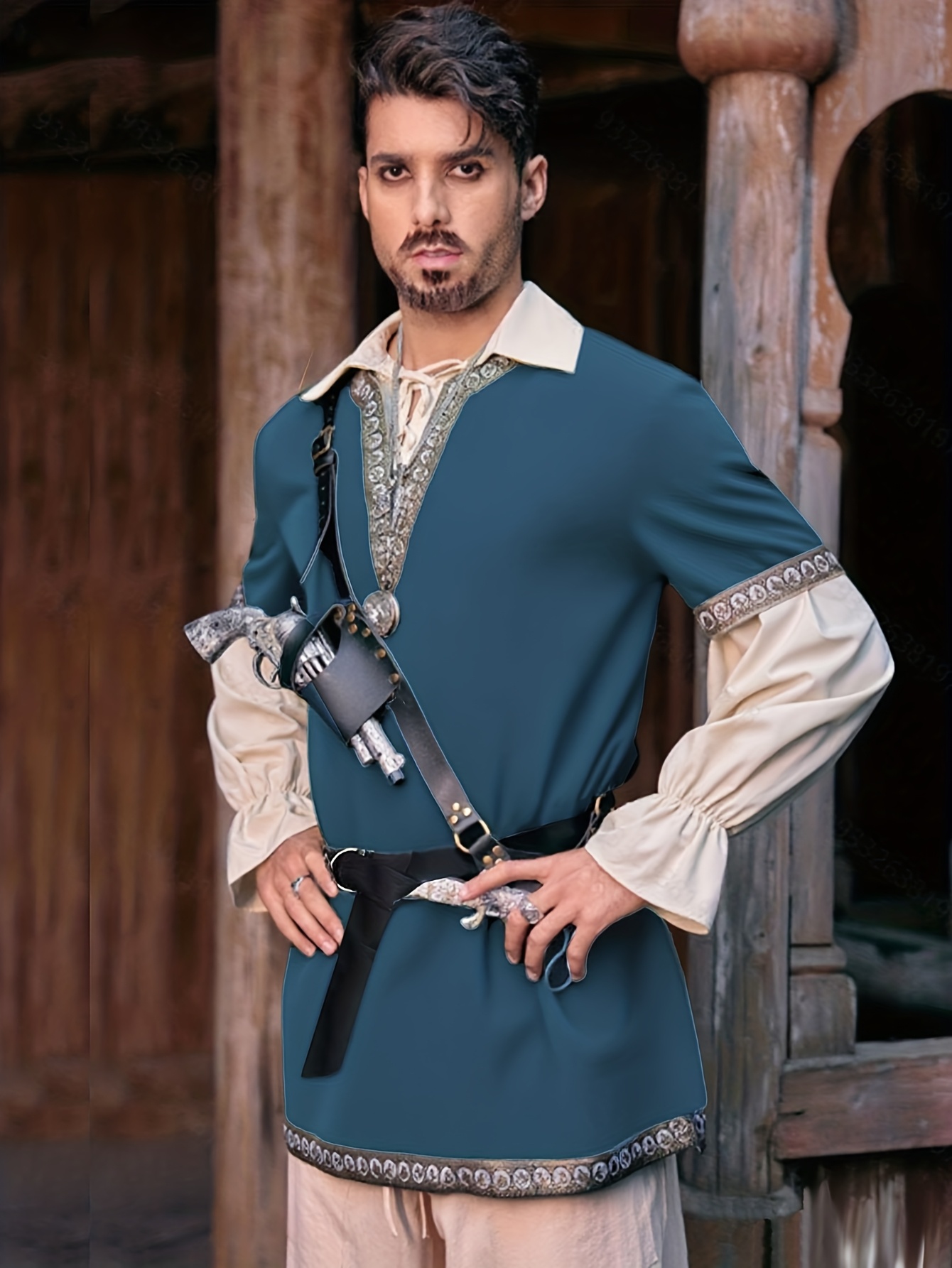 costume pirata camicia a maniche corte scollo Temu Italy - Main Image