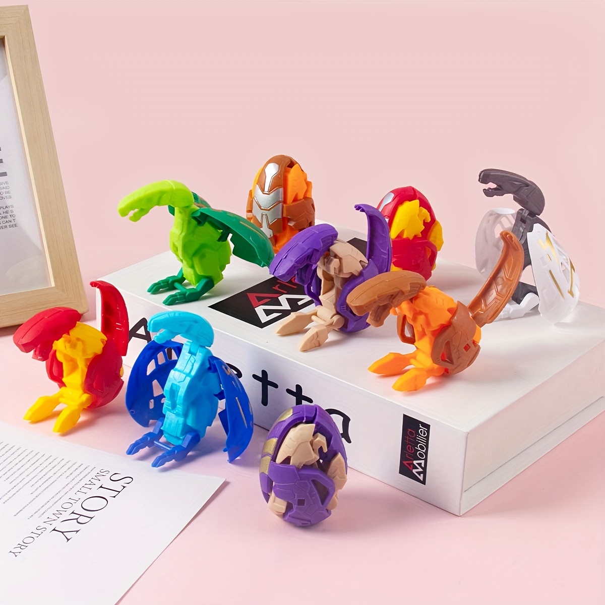 4pcs Tyrannosaurus Dinosaur Eggs Transform Twisting Newfangled Pterodactyl Deformation Dinosaur Eggs Toys 2 in 1 Cool Birthday Event Party Favors Classroom Prizes (Random)