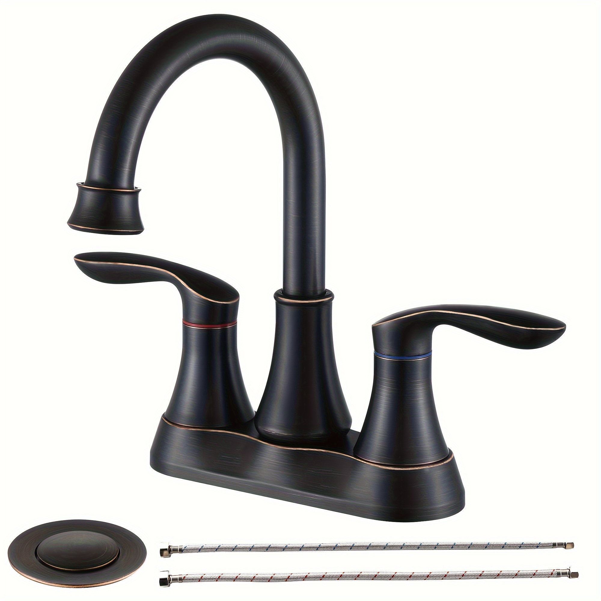 COLAZE Two-Handle Centerset Bathroom Faucet - Brushed Nickel with Pop-Up Drain