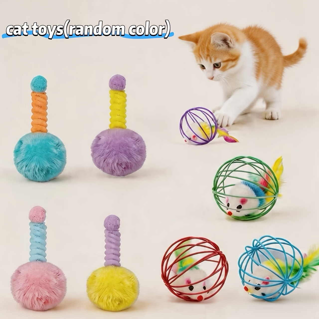 TEMU Juego de juguetes interactivos para mascotas, pelota de y jaula para ratones, colores aleatorios, teaser resistente a , para los dientes, para