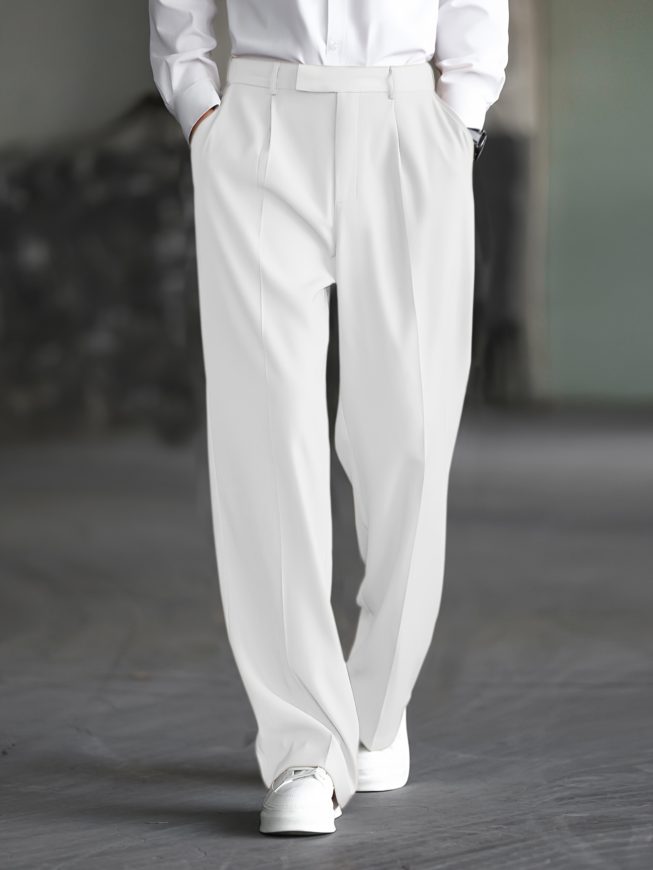 mens drape wide leg trendy dress pants mens loose casual - Temu Germany