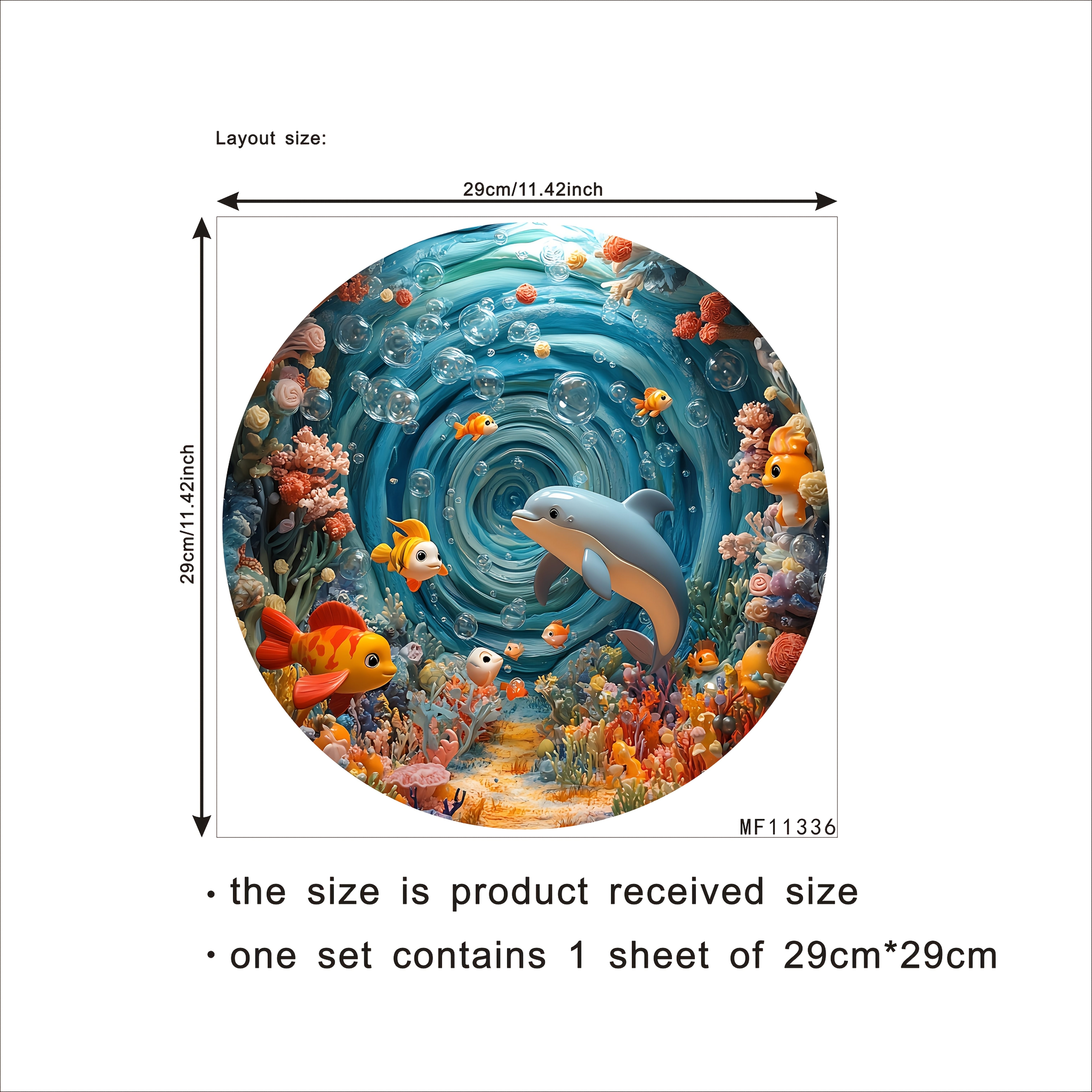 2d Flat, 2d Flat Dolphin School Coral Fresh Underwater Style Sticker, Self-adhesive Removable Pvc Material, For Balcony Washing Machine Background Decoration, 2d Flat