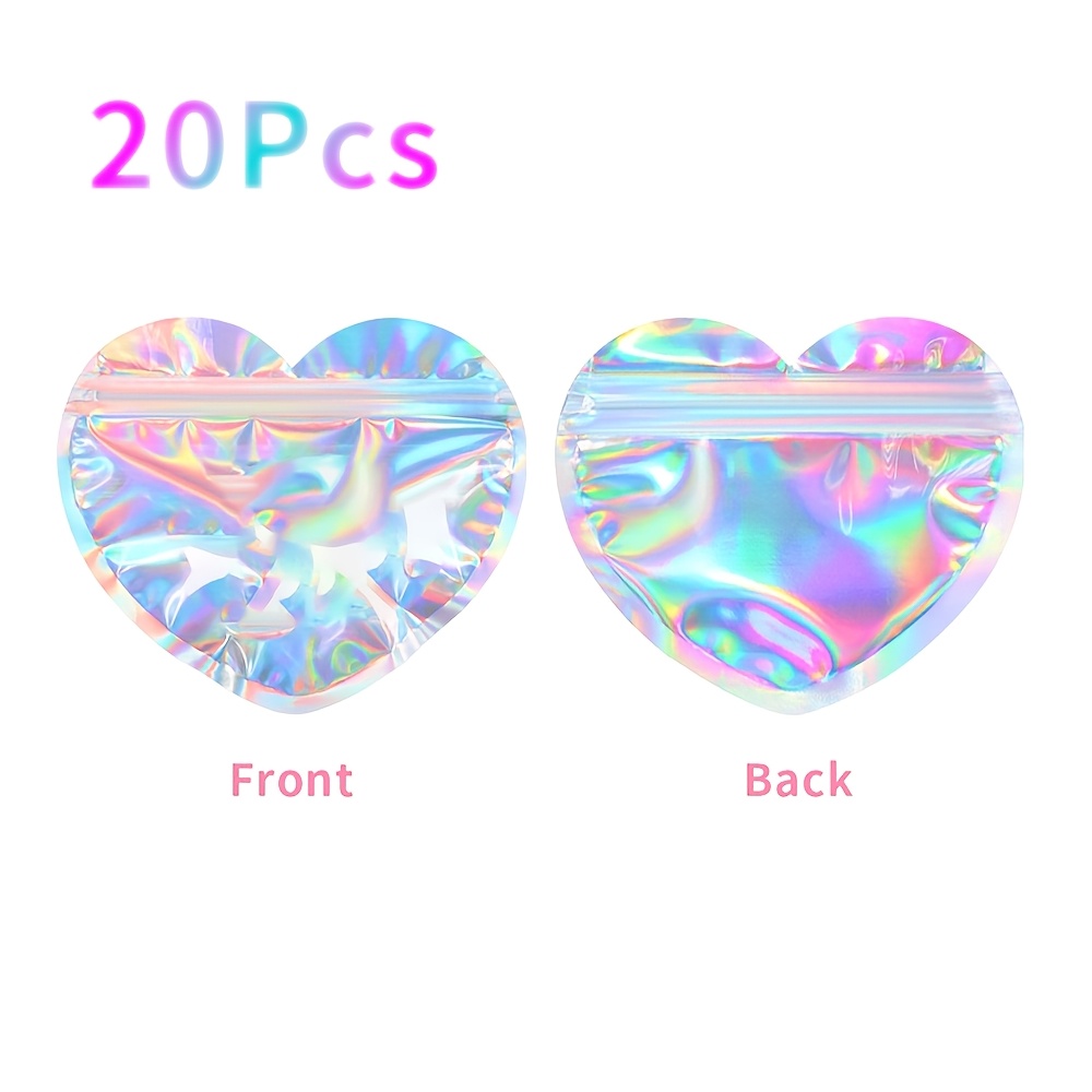 TEMU 20pcs Colorful Heart-shaped Gift For Packaging Bags, Transparent Aluminum Foil Zipper Bags, Reusable Sealed Zipper Bags, Anti-odor, Can Be Used
