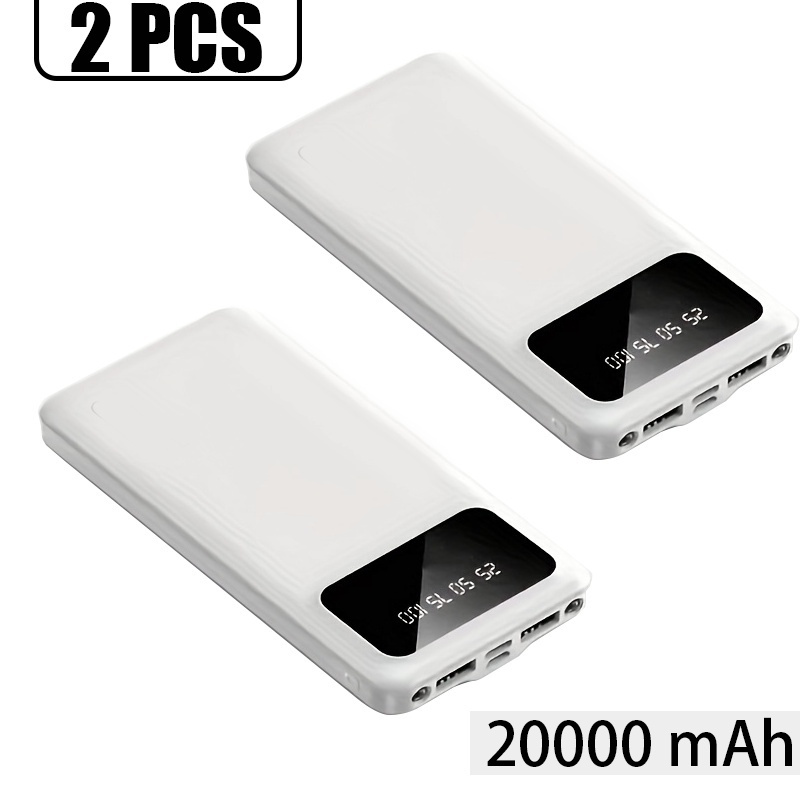 E-shop 20000mAh-2 Stück Hochkapazitäts-Powerbank, Mobilgeräte-Ladegerät, LED-Display/Dual-Ausgangsschnittstelle/Mehrere Farboptionen, Tragbare