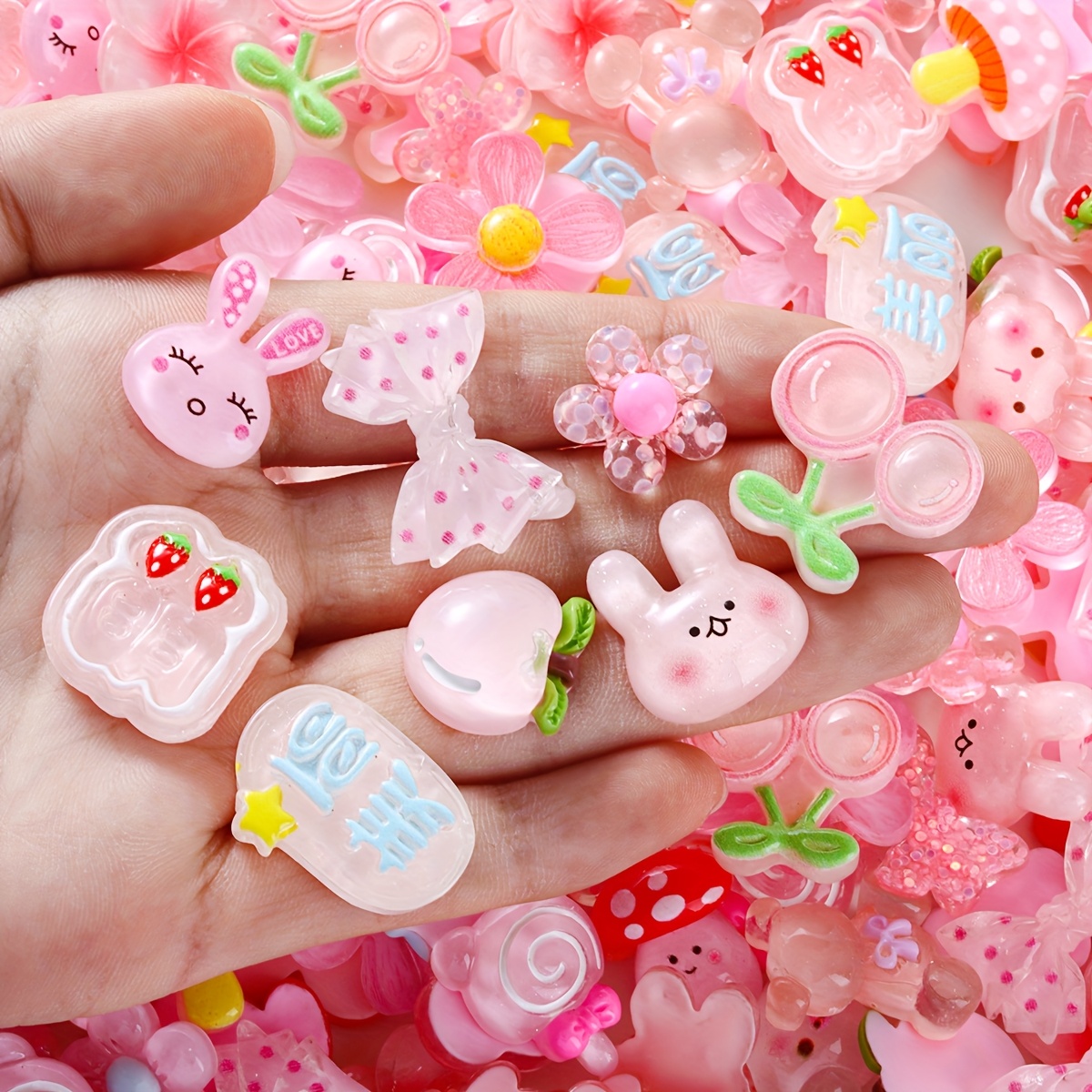 50 100pcs mixed transparent resin charms cute diy craft kit Temu