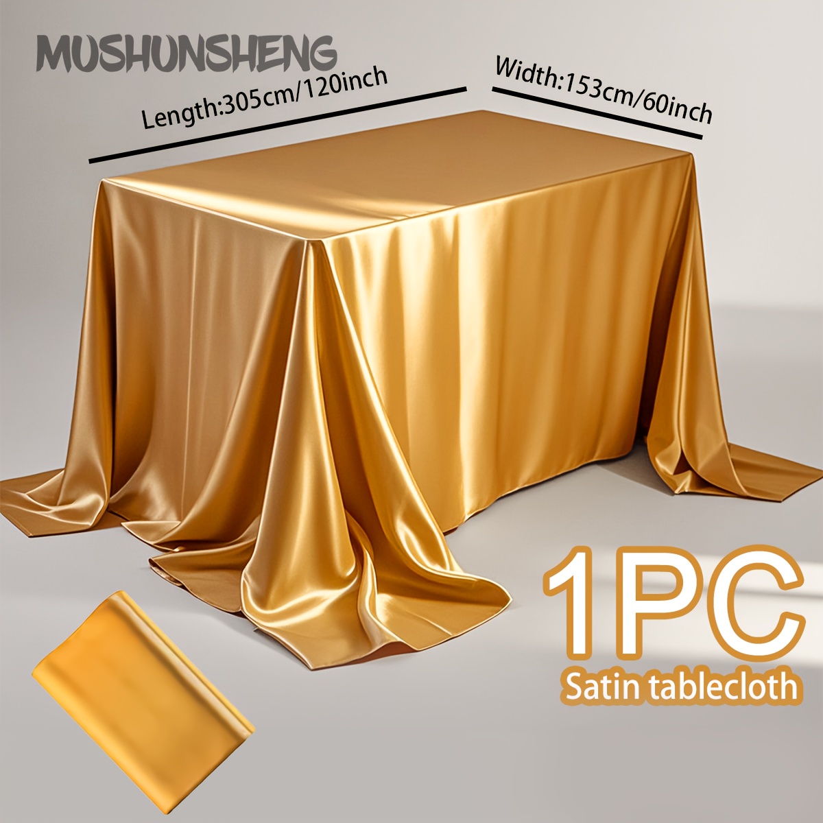 TEMU 1pc Smooth Satin Rectangular Tablecloth, Ideal For Engagement Ceremonies, Weddings, Banquets, Restaurants, Christmas Festivals And Parties