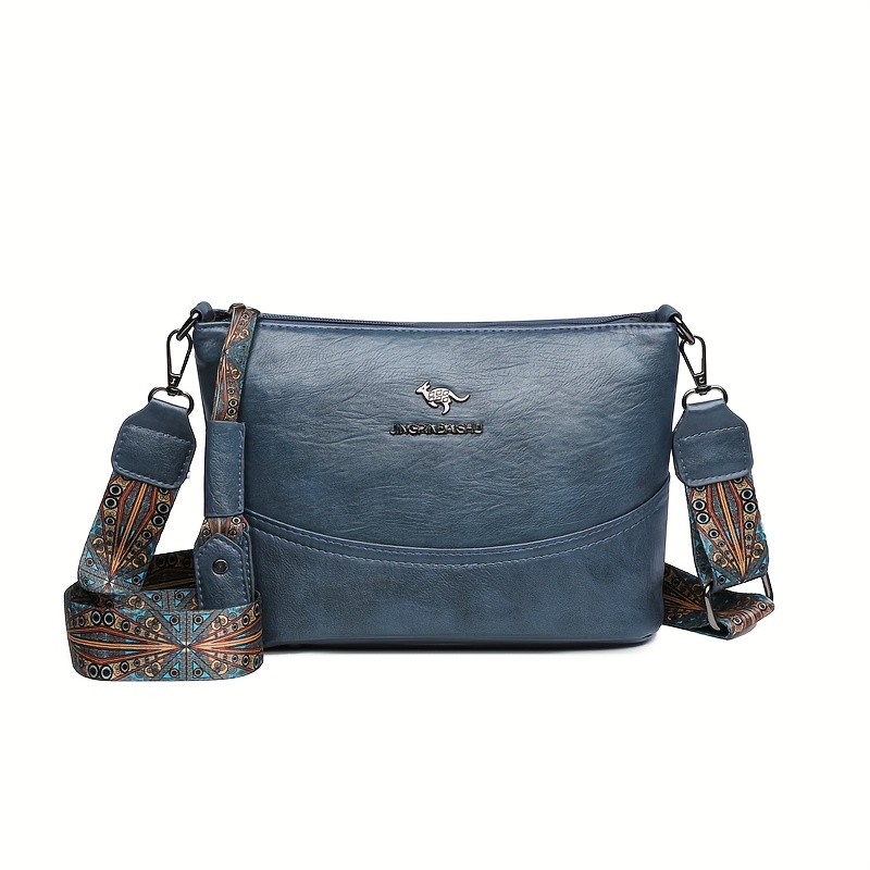 2580 Fashion Casual Women's Bohemian Bag With Adjustable Strap, Multi-pocket Shoulder Bag, Crossbody Bag, Solid Pu Material