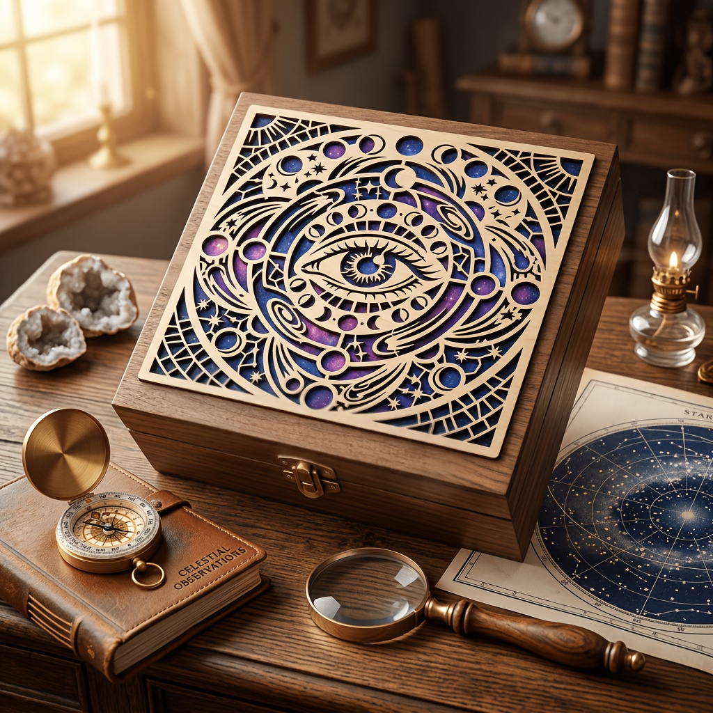 E-shop Himmelsauge Allsehende Schablone, 11,8x11,8 Zoll Mystische Mondphasen-Mandala-Schablone zum Bemalen von Wänden, Leinwand, Stoff & Boden, Heilige