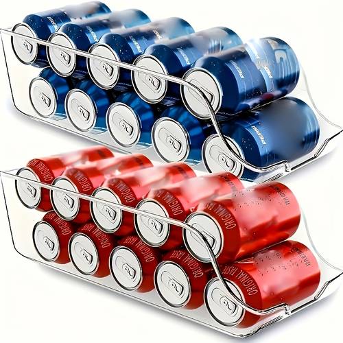 1 transparent acrylic storage box stackable organizer for soda cans and durable ideal for refrigerator freezer pantry and kitchen use home and office essential easy to clean angled design