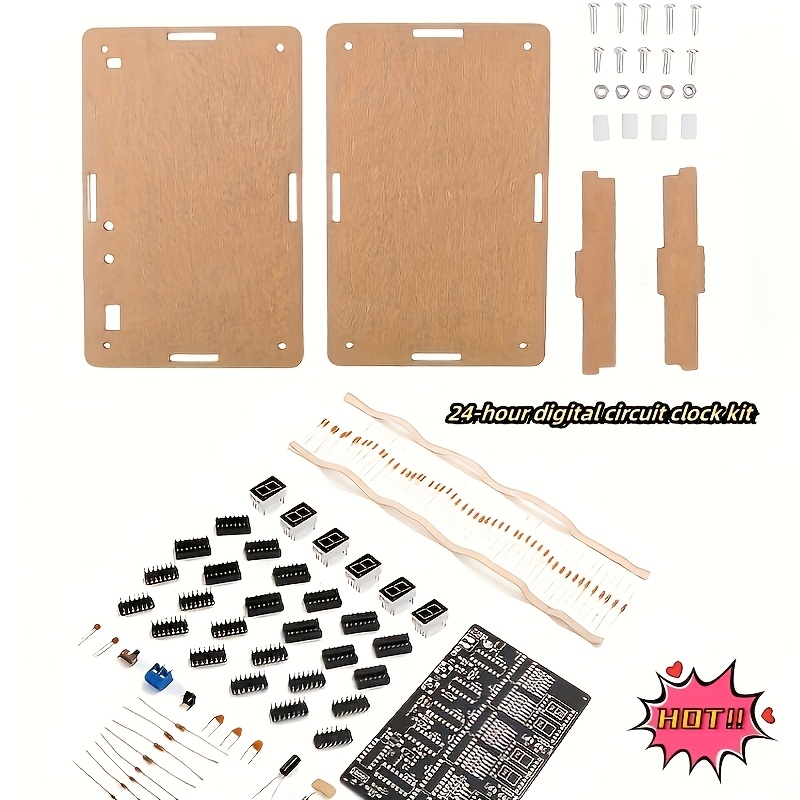 TEMU 1 Set Multifunctional Circuit Clock Kit - Buildable Electronic Clock With 6-digit Display, 4.5v-5.5v Power (/hardwired), Complete Parts List For