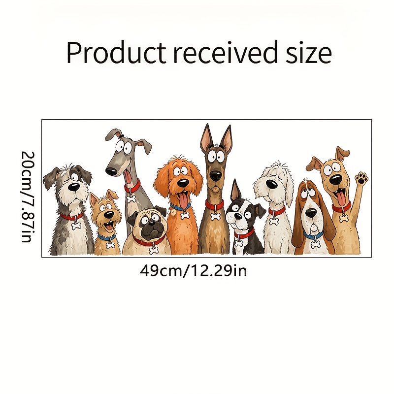 Image of 1pc, 49x20cm/12.29x7.87in, High Quality Removable Static Electricity Pvc, Cute Cartoon Dogs Window Cling, Funny Puppy Group Pattern, & Stick, No Residue, Glass Decal For Home/bathroom