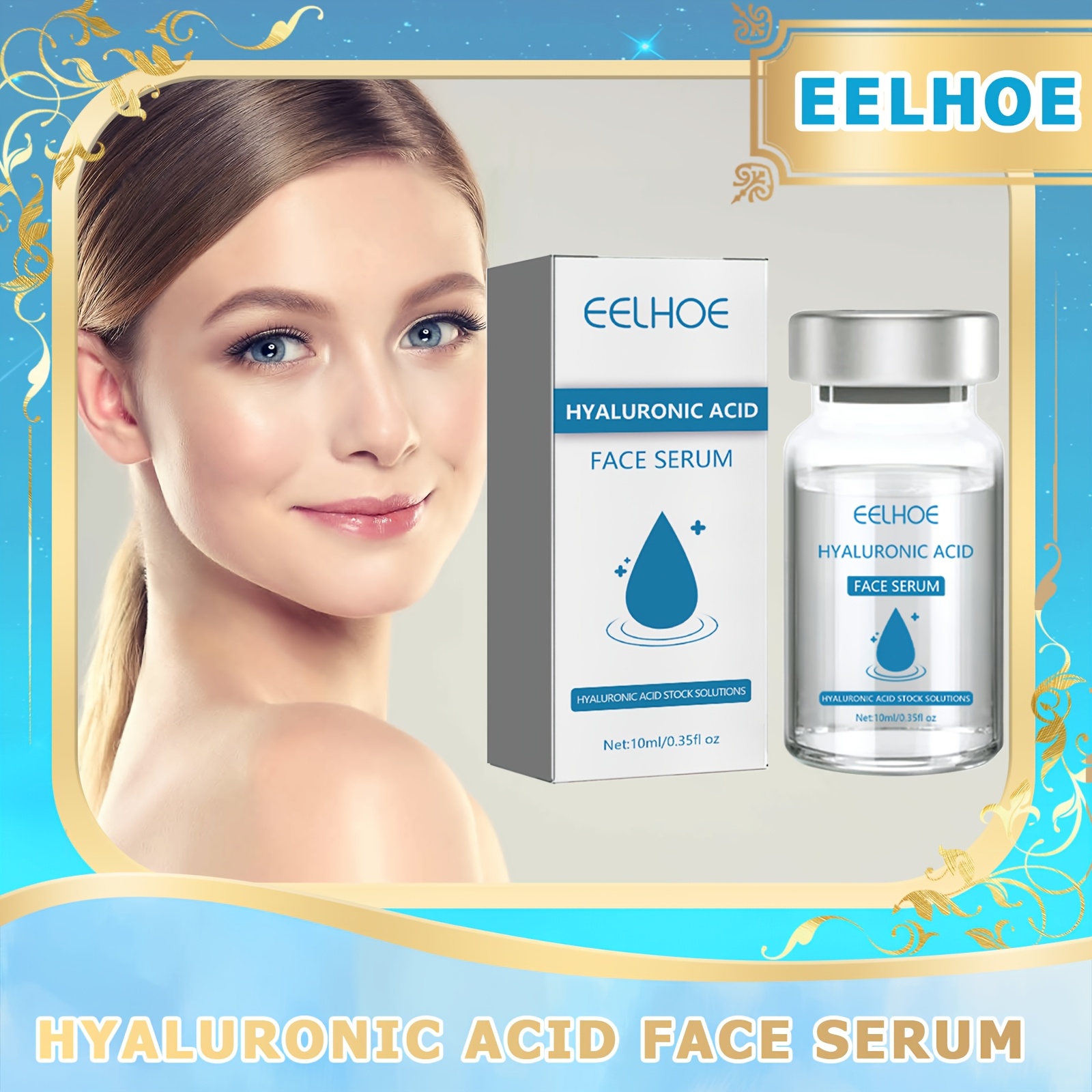 1pc Hyaluronic Acid Collagen Moisturizing Serum, Hydrating Lustrous Facial Essence, Soft Delicate Smooth Firm Skin, Even Skin Tone, Suitable For All Skin Types, Moist Tender Skin