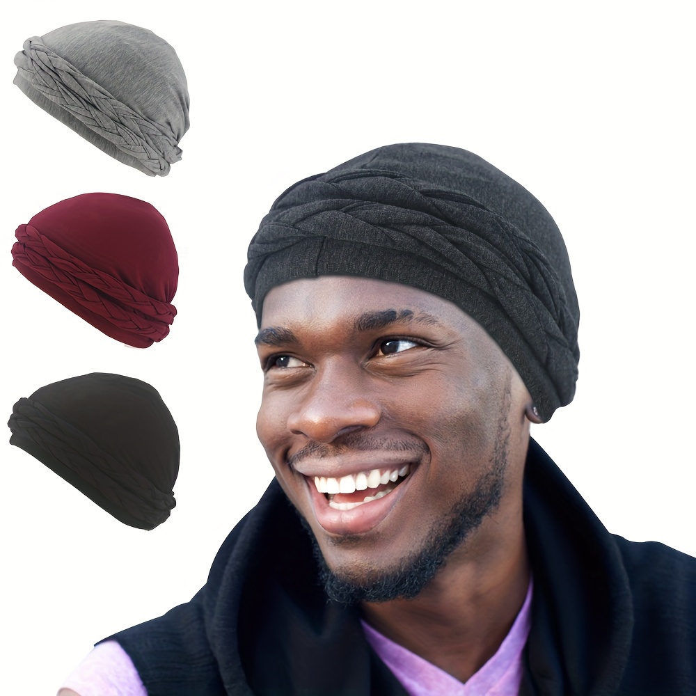 

[top-] 1pc Men' Headwrap - , Double- Braided Turban Cap, , & Modal , And Comfortable, Knitted , For / / Men