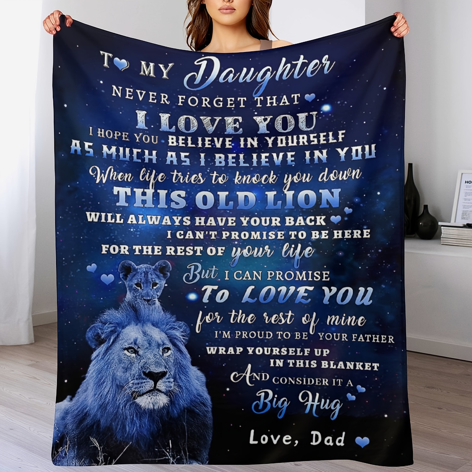 

Gifts For Daughter, Daughter Gifts From Dad, For My Daughter From Dad, To My Daughter Lion Blanket, Father Daughter Gifts, Christmas Birthday Gifts For Daughter Throw Blanket 80x 60in