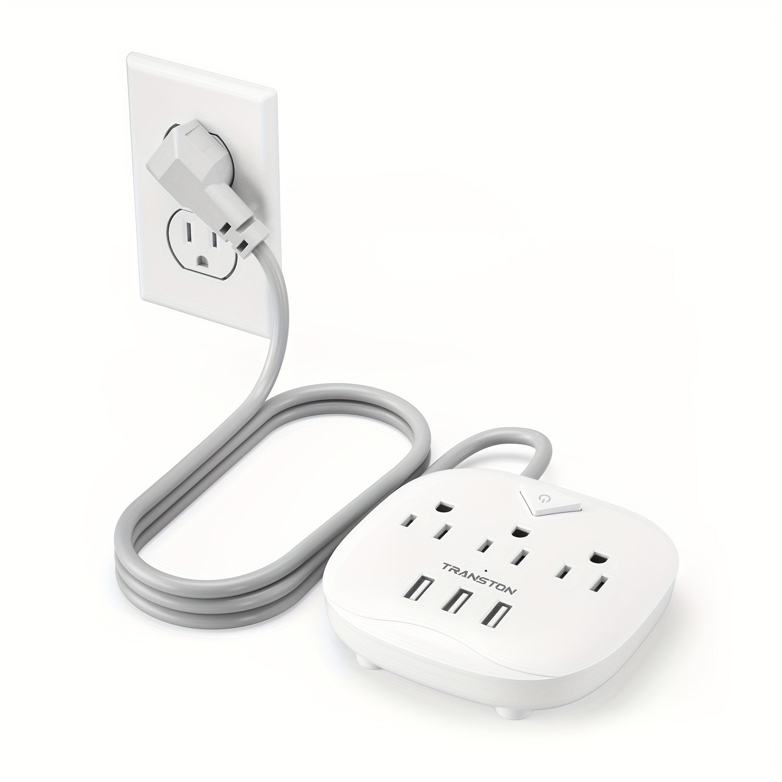 

Power Socket With Switch, 3 Jacks, 3 Usb , 3.3ft Extension Cord, , Fire Resistant, For Home And Office, White