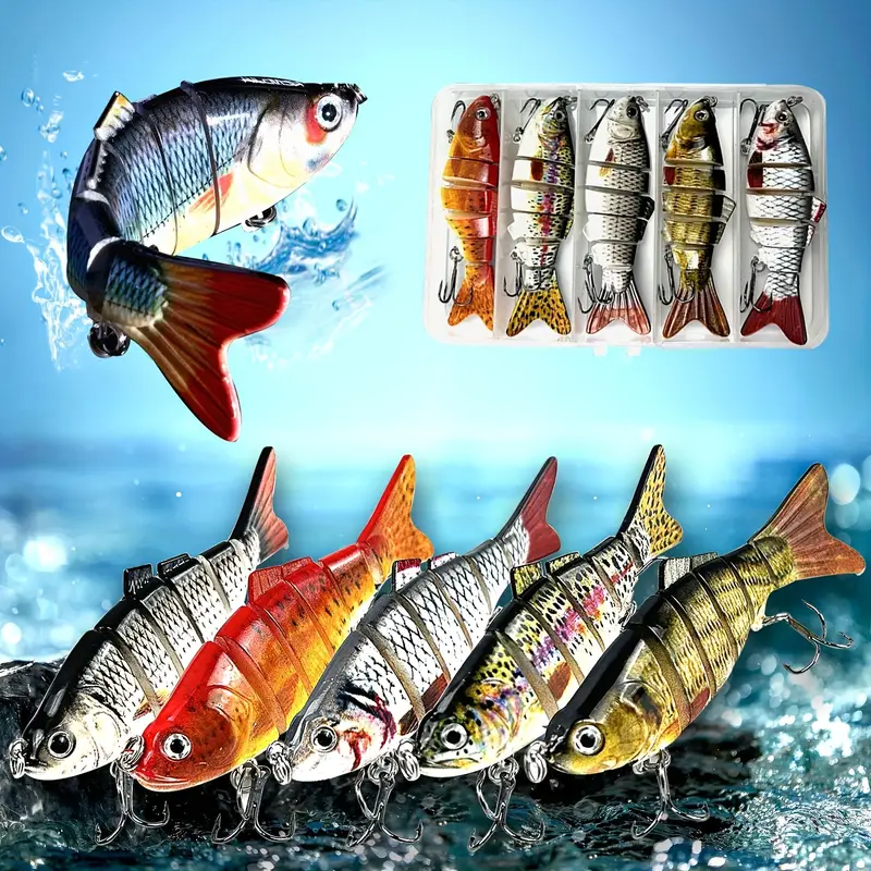 Set of 5pcs of Animated Sea * Fishing Lures, Featuring a Multi-Joint Design * Sinking * * Set of 5pcs of Animated Sea * Fishing Lures, Featuring a Multi-Joint Design * Sinking * *