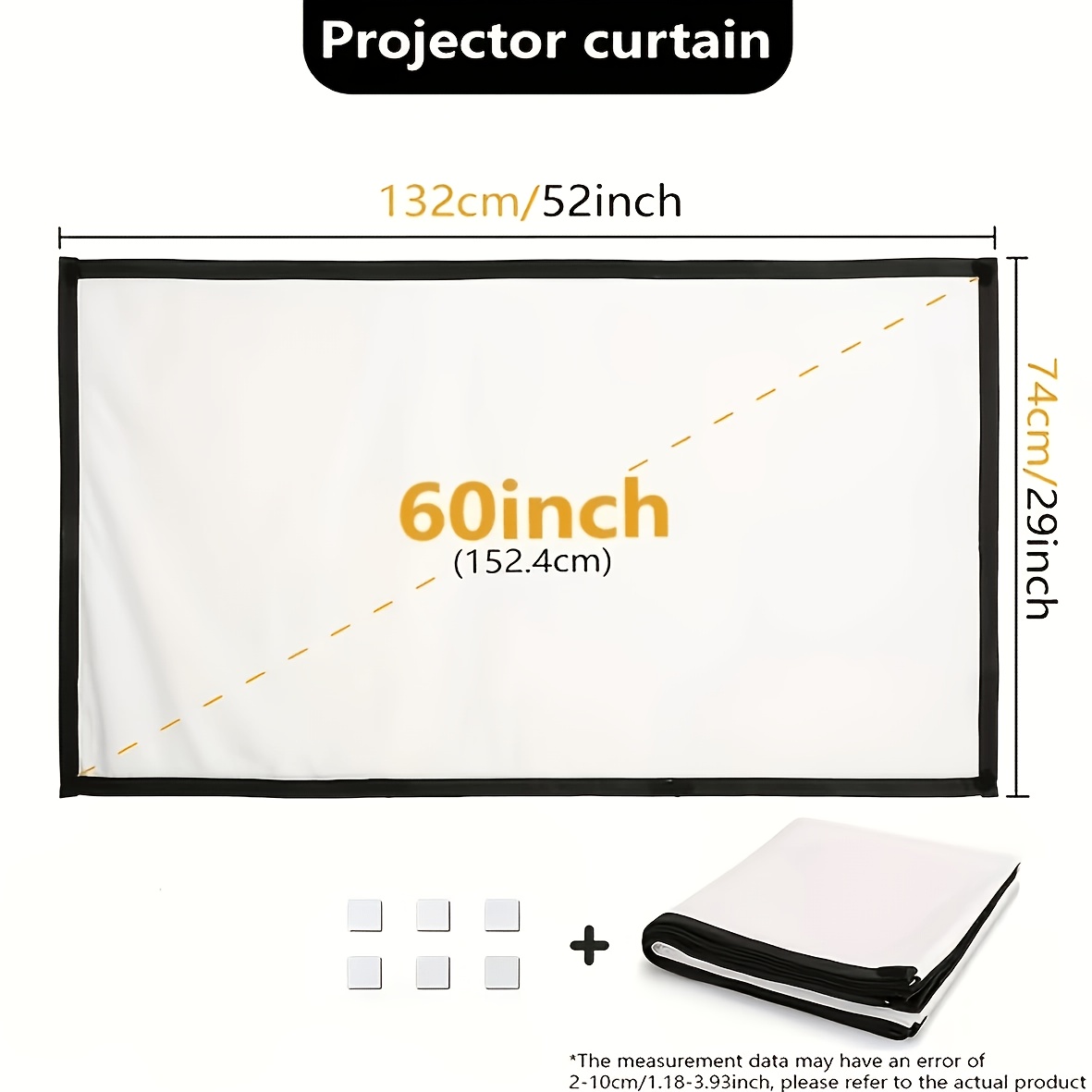 TEMU Pantalla de proyección portátil, compatible con en casa, plegable y resistente a las arrugas, compatible con 4K de ultra definición, para uso