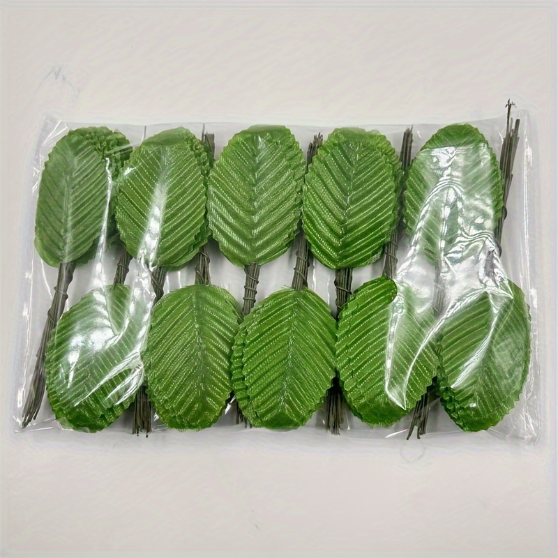

200pcs, Artificial Green Leaves With Stems, Polyester Leaf Sprays For Diy Wreaths, Wedding Decor, Floral Arrangements, Craft Supplies