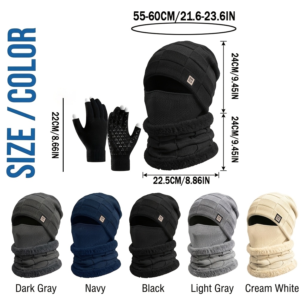 Winter Plush Lined Ear-Covering Hat Set Unisex