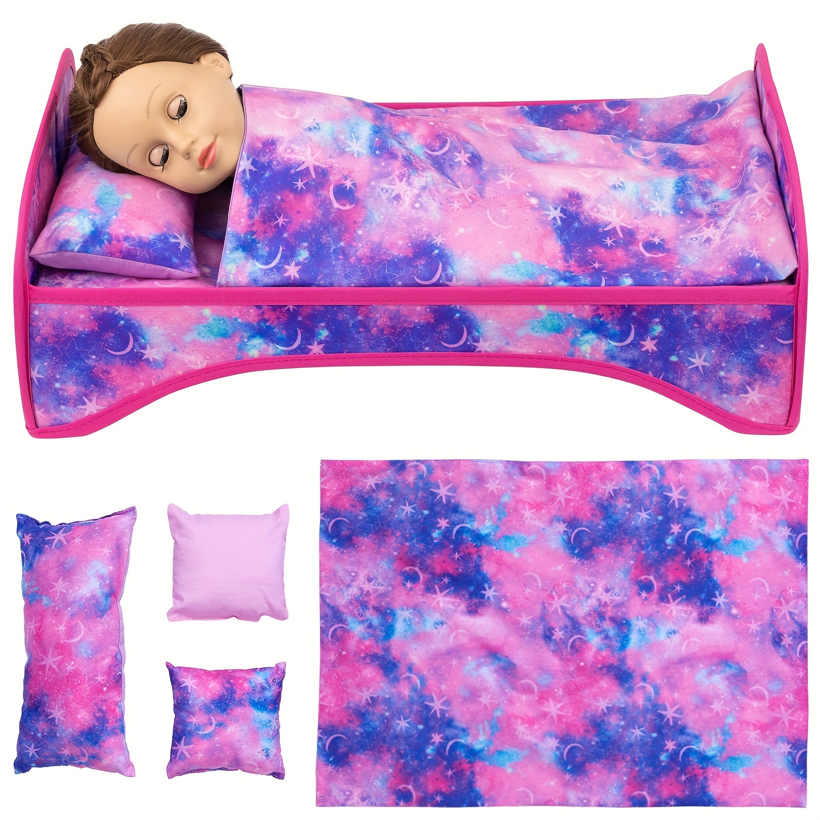 

18 Inch Girl Doll Bed And Accessories Included Doll Bed And Quilt Pillow Throw For 18 Inch Girl Doll - Best Gift For Your Child