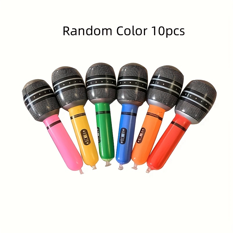 TEMU 10pcs Random Colors Inflatable Microphones, Suitable For , Themed Parties, Birthday Celebrations, And Party Decorations, Party Balloons,