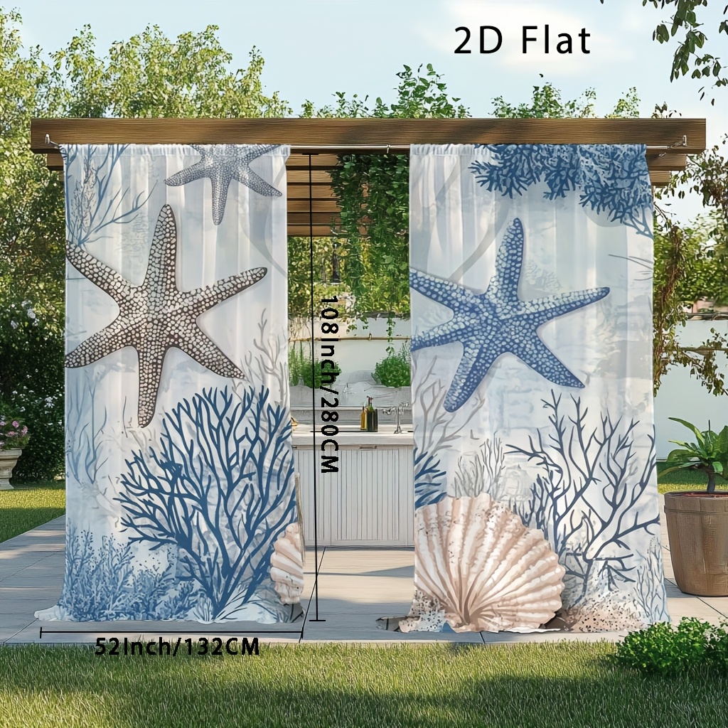 TEMU 2d Flat, 2pcss, 2d Flat Ocean Themed Curtains, Door Curtains, Patio Sliding Door Curtains, Blackout Curtians, Room Divider Curtains, Curtains