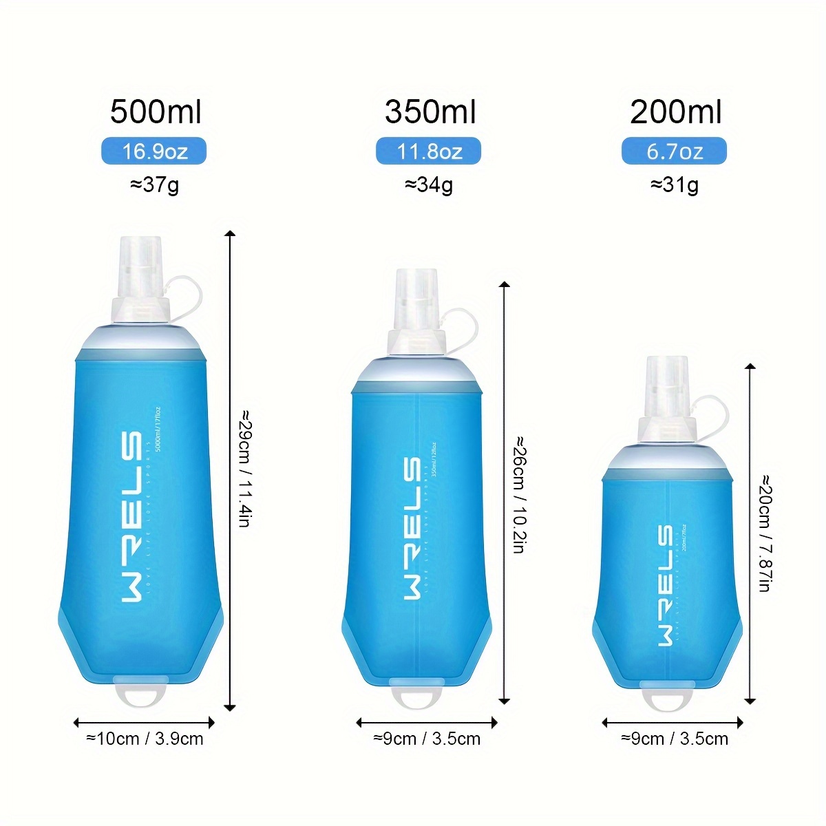 1pc, WRELS Hanging Ring Soft Water Bottle, Outdoor Sports Water Bottle, Stay Cool and Hydrated on the Trip, Soft Folding Sports Water Bottle with Lid and Hanging Loop, Suitable for Running, Hiking, Cycling, Fitness Sports, Travel Camping