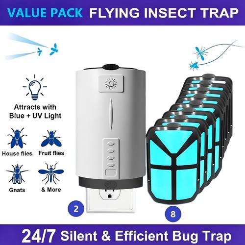1 2 pack insect trap device replacement lure refill indoor flying insect trap fruit fly trap fly catcher indoor insect trap suitable for home bedrooms and kitchens with replaceable lures included